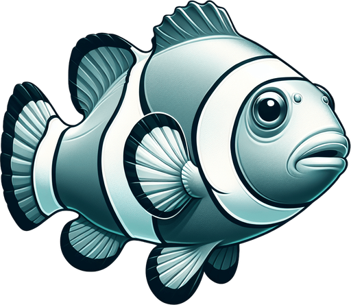A realistic clownfish swiming to the right.
Single Game Texture. In-Game asset. 2d. Blank background. High contrast. No shadows.