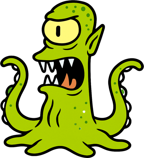 Alien mutant from the Simpsons.
In-Game asset.  2d.  High contrast.  No shadows
