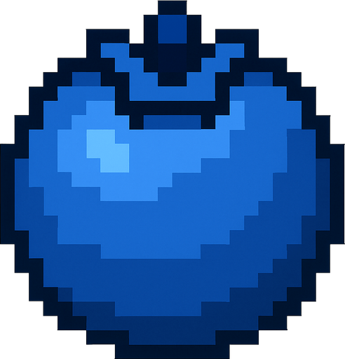 Blueberry 8 bit.
In-Game asset.  2d.  High contrast.  No shadows