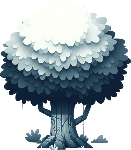 tree.
Single Game Texture. In-Game asset. 2d. Blank background. High contrast. No shadows.