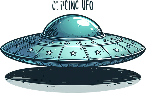 a goofy ufo.
Single Game Texture.  In-Game asset.  2d.  Blank background.  High contrast.  No shadows