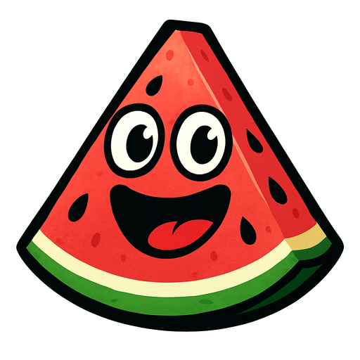 Watermelon with eye and mouth animation.
In-Game asset.  2d.  High contrast.  No shadows