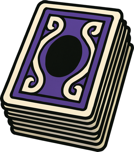 Pila de cartas visto desde atras.
In-Game asset.  2d.  High contrast.  No shadows