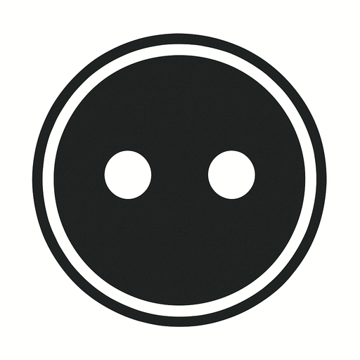 A dark gray circle with a white outline with 2 white dots as eyes.
In-Game asset.  2d.  High contrast.  No shadows