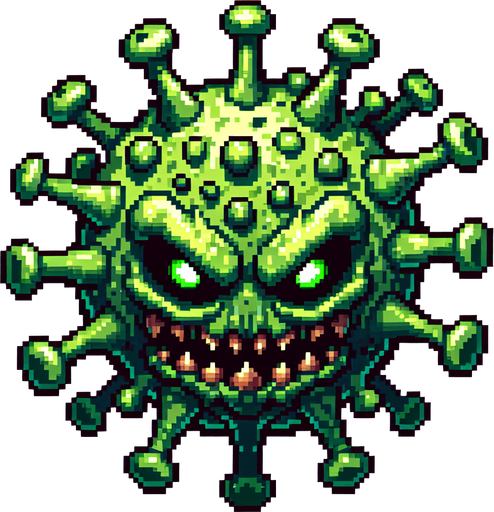 a sprite of a virus monster.
a 2d sprite of a virus monster