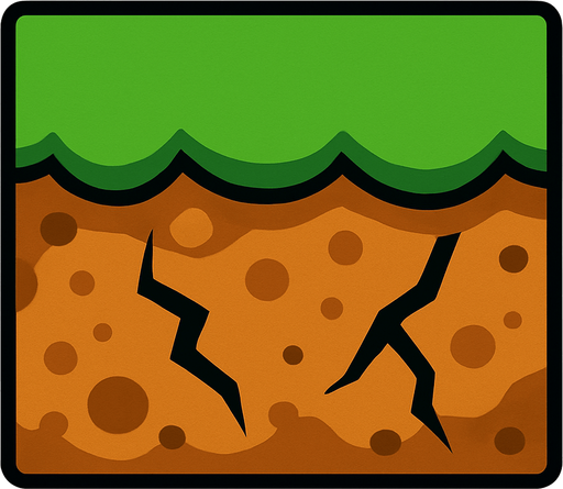 a rectangle with a ground color and form.
In-Game asset.  2d.  High contrast.  No shadows