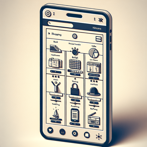 A clean and functional mobile app UI designed to simulate a browser displaying a shopping website. The interface features a standard browser layout, with a slim address bar at the very top of the screen and navigation buttons (back, forward, refresh) on the left side of the bar. The webpage content takes up the rest of the screen, displaying a modern shopping site.

The shopping page is styled with a grid layout showcasing product thumbnails, prices, and brief descriptions, using a minimal design with soft colors and clear fonts. Subtly integrated towards the top-left corner of the screen, within the browser's interface or website header, is a small, unobtrusive indicator or icon. This subtle detail could be a faint symbol, a highlight on a word, or a unique design element that hints at a hidden clue, blending seamlessly with the overall layout while encouraging observant players to investigate further. The interface remains sleek, user-friendly, and visually balanced..
Single Game Texture. In-Game asset. 2d. Blank background. High contrast. No shadows.