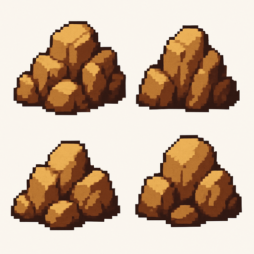Generame rocas pixelar.
In-Game asset.  2d.  High contrast.  No shadows