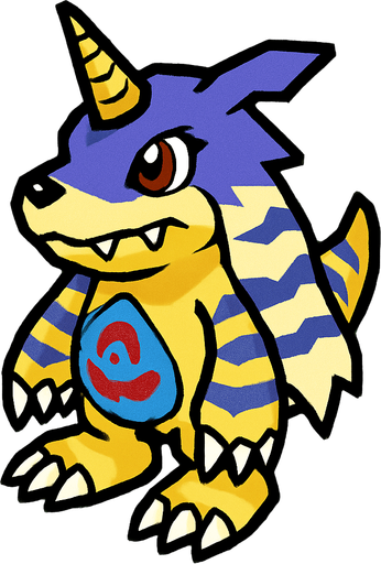 Gabumon viendo a la derecha, perspectiva isométrica.
In-Game asset.  2d.  High contrast.  No shadows