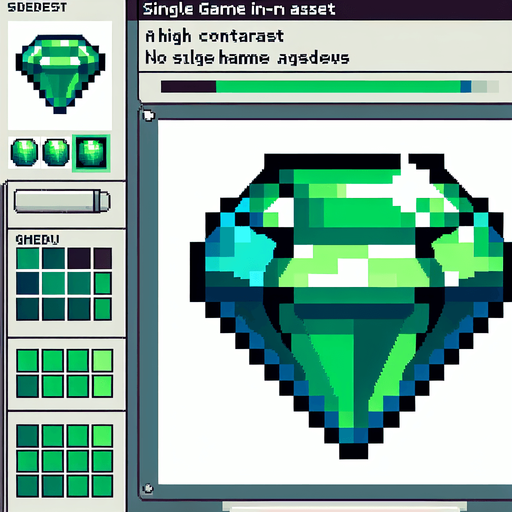 An emerald. Pixel art..
Single Game Texture.  In-Game asset.  2d.  Blank background.  High contrast.  No shadows