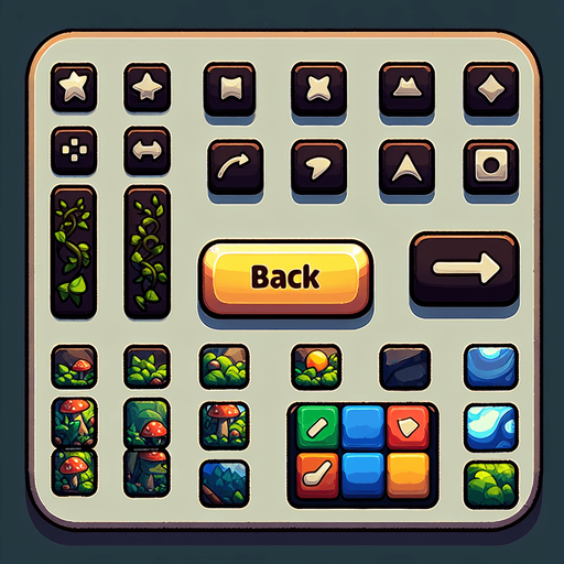 Back button.
Single Game Texture. In-Game asset. 2d. Blank background. High contrast. No shadows.