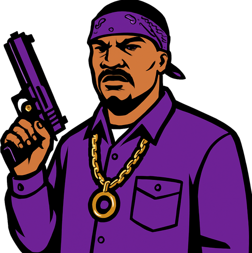 Ballas üyesi gang.
In-Game asset.  2d.  High contrast.  No shadows