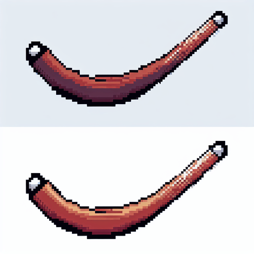 pixel art boomerang
Single Game Texture. In-Game asset. 2d. Blank background. High contrast. No shadows.