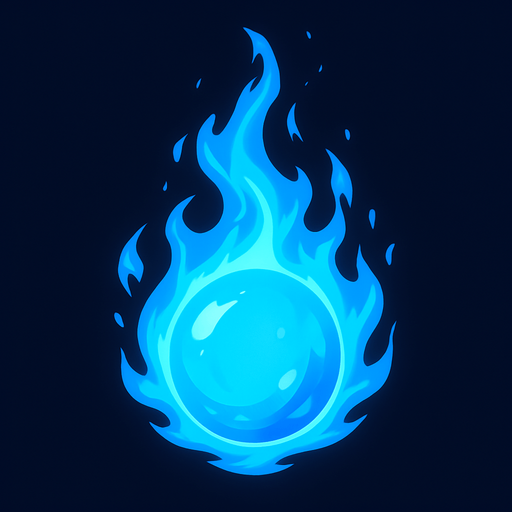 create cool blue fire ball.
In-Game asset.  2d.  High contrast.  No shadows