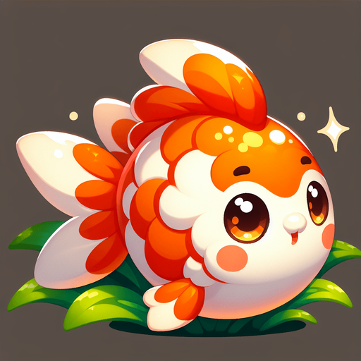 A cute little goldfish.
Single Game Texture. In-Game asset. 2d. Blank background. High contrast. No shadows.