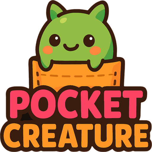 create a cute logo with Pocket Creature written.
In-Game asset.  2d.  High contrast.  No shadows
