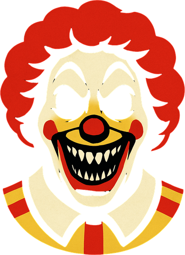 mcdonalds clown scary head.
In-Game asset.  2d.  High contrast.  No shadows