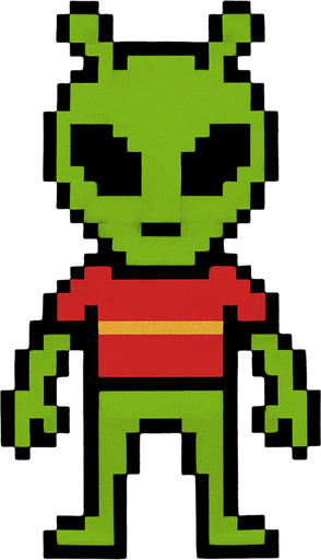 retro alien.
In-Game asset.  2d.  High contrast.  No shadows