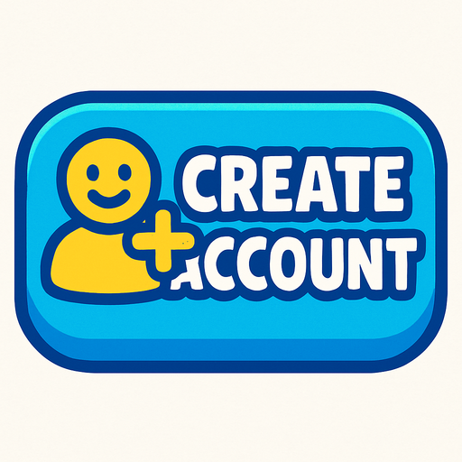 a create account button for signing up in a game supa kid friendly and modern.
In-Game asset.  2d.  High contrast.  No shadows