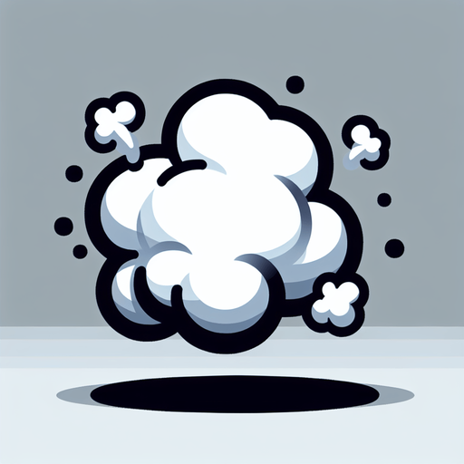 cartoon smoke puff.
Single Game Texture. In-Game asset. 2d. Blank background. High contrast. No shadows.