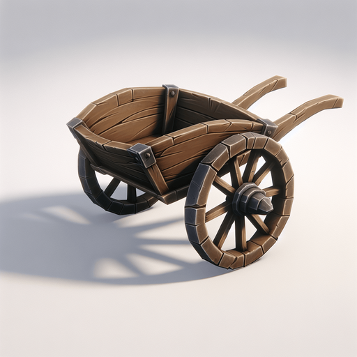 Una rueda de carretilla medieval.
Single Game Texture.  In-Game asset.  2d.  Blank background.  High contrast.  No shadows