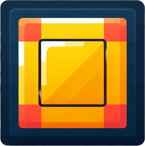 Simple flat icon, 200x200pixels, one bright color square with border. No shadows, top down view, transparent background.
Single Game Texture. In-Game asset. 2d. Blank background. High contrast. No shadows.
