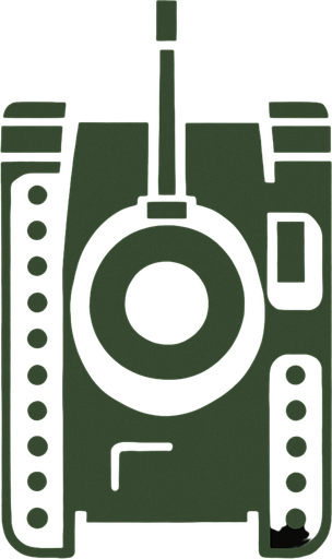 Minimalist tank assets from upside aspect and with dark green and black color.
High contrast