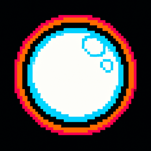 A white bubble. 80s arcade machine graphics..
In-Game asset.  2d.  High contrast.  No shadows