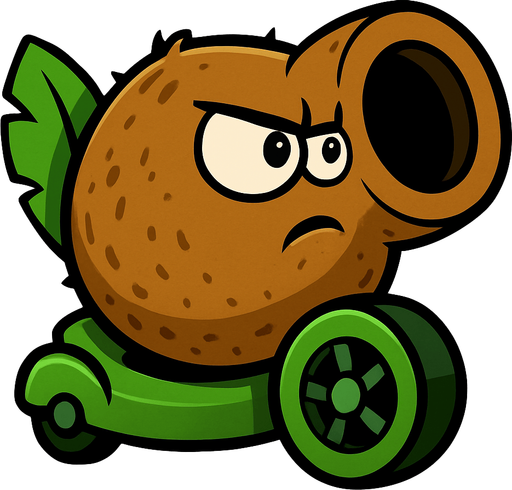pvz1 coconut cannon.
In-Game asset.  2d.  High contrast.  No shadows