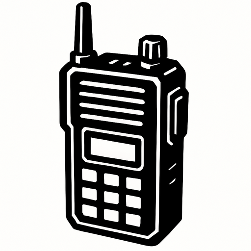 black walkie talkie.
In-Game asset.  2d.  High contrast.  No shadows