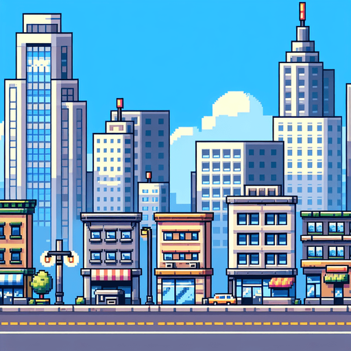 Cartoon. 8-bit. Close view of a stree block from the side. For a sidescroller game to be used as backgrouns. Single Game Texture. In-Game asset. 2d. Blank background. High contrast. No shadows.
