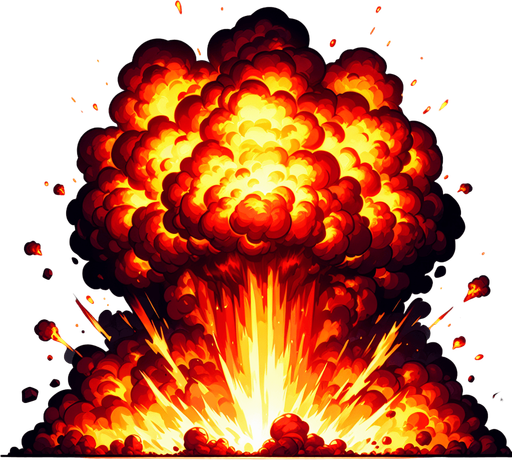 brutal fire explosion.
Single Game Texture.  In-Game asset.  2d.  Blank background.  High contrast.  No shadows