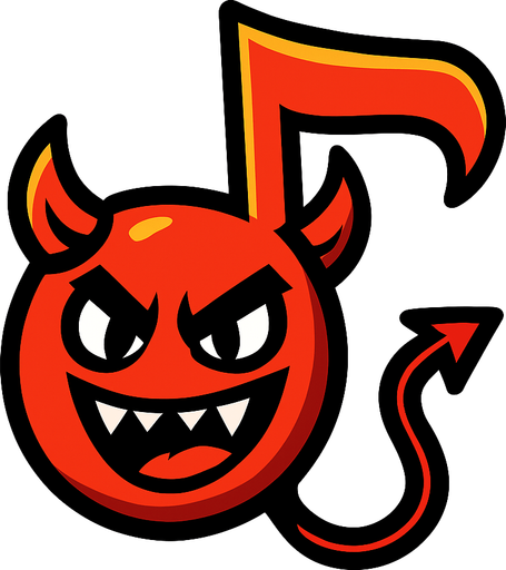 Una nota negrita endiablada.
In-Game asset.  2d.  High contrast.  No shadows