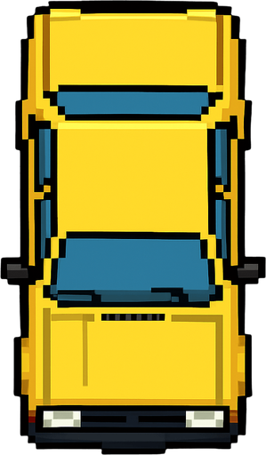 pixel art tofaş bird's eye view.
In-Game asset.  2d.  High contrast.  No shadows