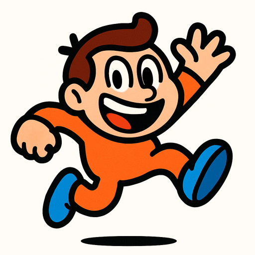 a funny and cute guy who jumps.
In-Game asset.  2d.  High contrast.  No shadows