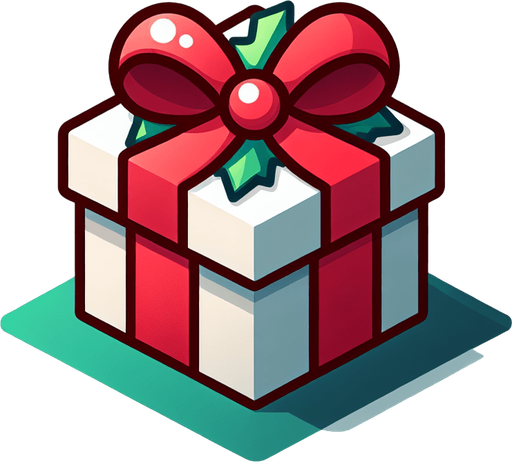 christmas gift.
Single Game Texture. In-Game asset. 2d. Blank background. High contrast. No shadows.