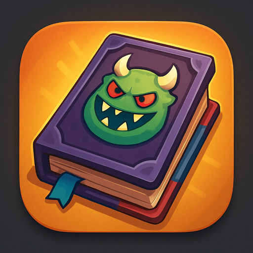 Modern App Store icon, high definition, square with rounded corners, for a game. No text on icon! monster card deck