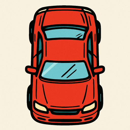 Up view car.
In-Game asset.  2d.  High contrast.  No shadows