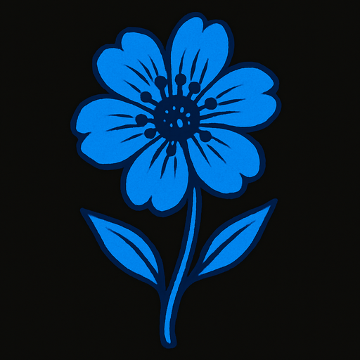 Blue flower with stem.
In-Game asset.  2d.  High contrast.  No shadows