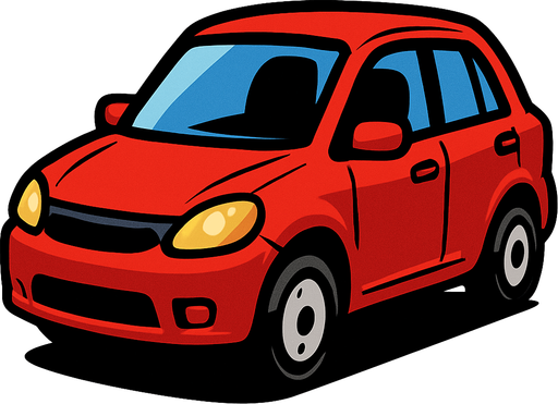 Red car.
In-Game asset.  2d.  High contrast.  No shadows
