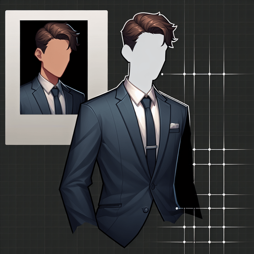 i have character wearing suit.
Single Game Texture.  In-Game asset.  2d.  Blank background.  High contrast.  No shadows