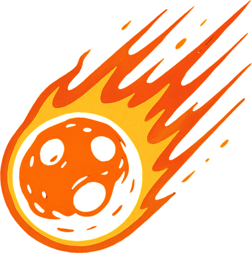 düşen bir meteor resmi.
In-Game asset.  2d.  High contrast.  No shadows