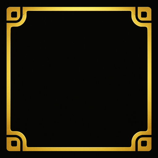 Quiero un rectangulo elegante con colores dorados en las esquinas.
In-Game asset.  2d.  High contrast.  No shadows