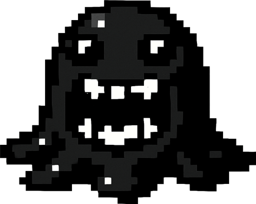 monstruo de slime negro de pixeles.
In-Game asset.  2d.  High contrast.  No shadows