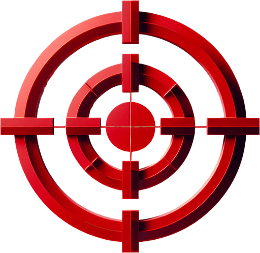 red gaming reticle. Minimal.
Single Game Texture.  In-Game asset.  2d.  Blank background.  High contrast.  No shadows