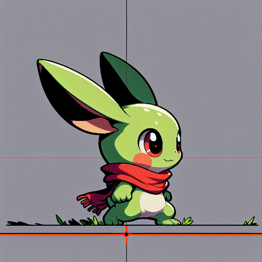 Profile view of a mischievous little green grinch with a red scarf, big ears but no tail. Walking in the right direction. no background . no floor. In-Game asset. 2d. Blank background. High contrast. No shadows.