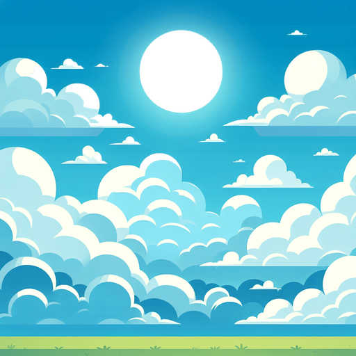 Blue sky with white colour cloud.
Single Game Texture. In-Game asset. 2d. Blank background. High contrast. No shadows.