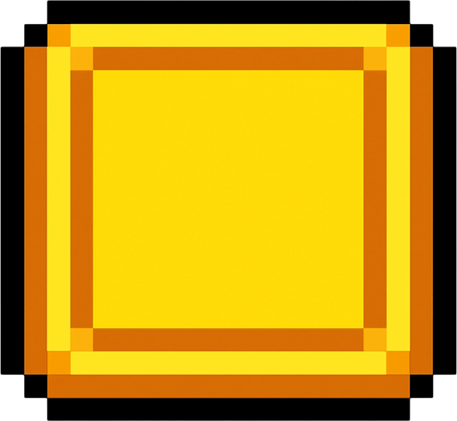 Square yellow button 2d pixilated topdown.
In-Game asset.  2d.  High contrast.  No shadows