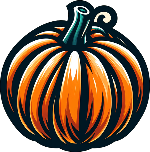stylized orange pumpkin.
Single Game Texture. In-Game asset. 2d. Blank background. High contrast. No shadows.