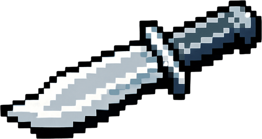 Quiero un cuchillo de color metal en estilo 32 bits.
In-Game asset.  2d.  High contrast.  No shadows
